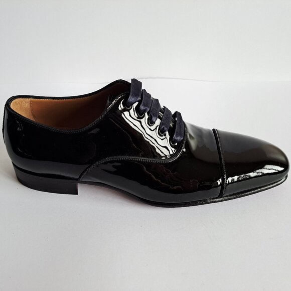 NEW Di Bianco Mens Black Oxfords & Lace Ups Patent Leather Shiny Shoes Size 9 main image 14